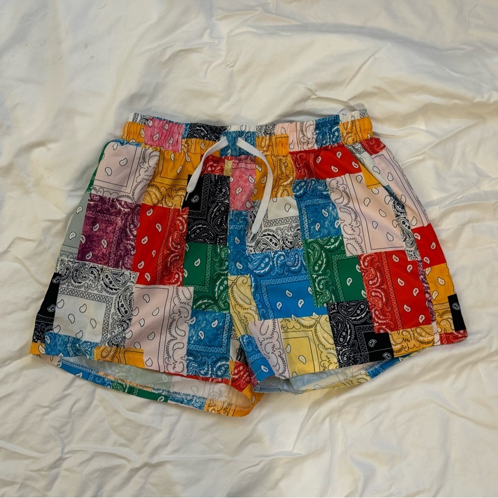 Really cute multi color Bandana shorts perfect for summer or spring
